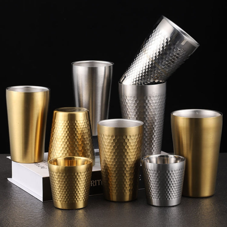 175ml 304 Stainless Steel Hammer Mug Thickened Double-Layer Restaurant Tea Cups(Silver)
