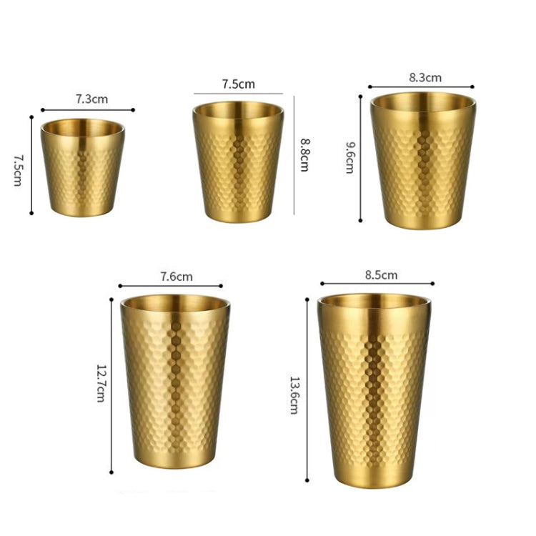 350ml 304 Stainless Steel Hammer Mug Thickened Double-Layer Restaurant Tea Cups(Silver)
