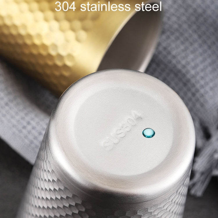 175ml 304 Stainless Steel Hammer Mug Thickened Double-Layer Restaurant Tea Cups(Silver)