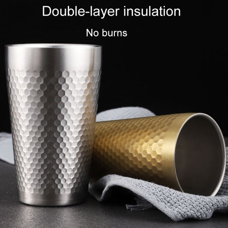 175ml 304 Stainless Steel Hammer Mug Thickened Double-Layer Restaurant Tea Cups(Silver)
