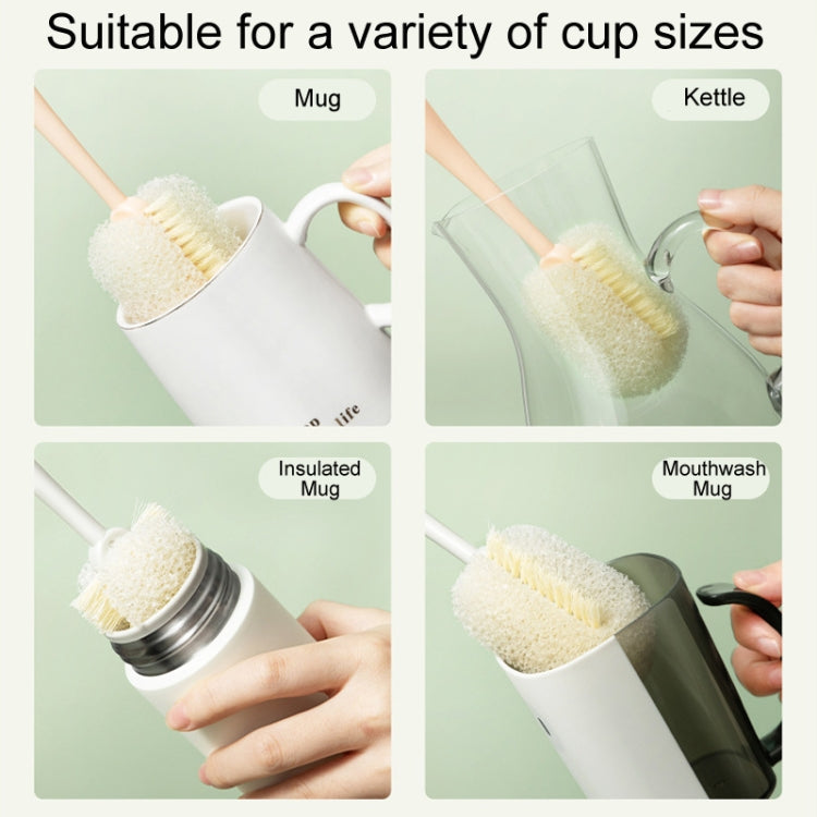 Long Handle Removable Sponge Mug Brush Household Cup Cleaning Brush(Gray)