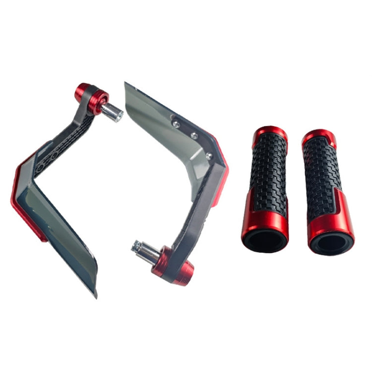 4 In 1 Motorcycle Modification Accessories Horn Windshield Windproof Protective Cover+Handlebar Plastic Throttle Grip Accessories(Red)