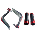 4 In 1 Motorcycle Modification Accessories Horn Windshield Windproof Protective Cover+Handlebar Plastic Throttle Grip Accessories(Red)