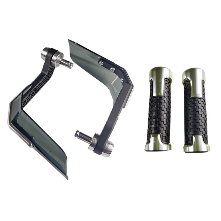 4 In 1 Motorcycle Modification Accessories Horn Windshield Windproof Protective Cover+Handlebar Plastic Throttle Grip Accessories(Silver)