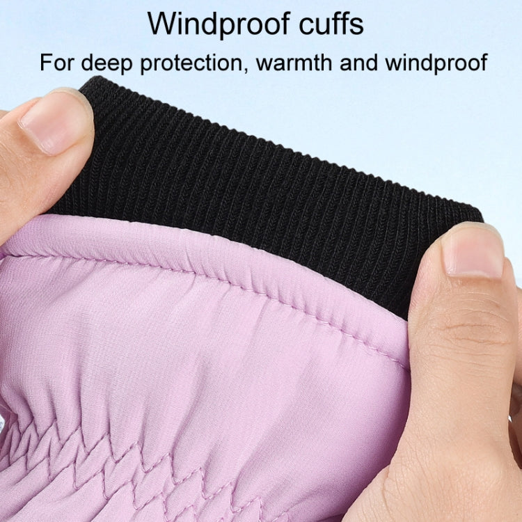 Winter Padded Ski Finger Gloves Outdoor Windproof Warm Sports Gloves, Size: M(Light Purple)