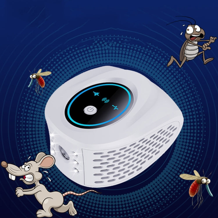QSQ218 Multifunctional LED Household Indoor High-power Ultrasonic Mouse Repellent US Plug(White)