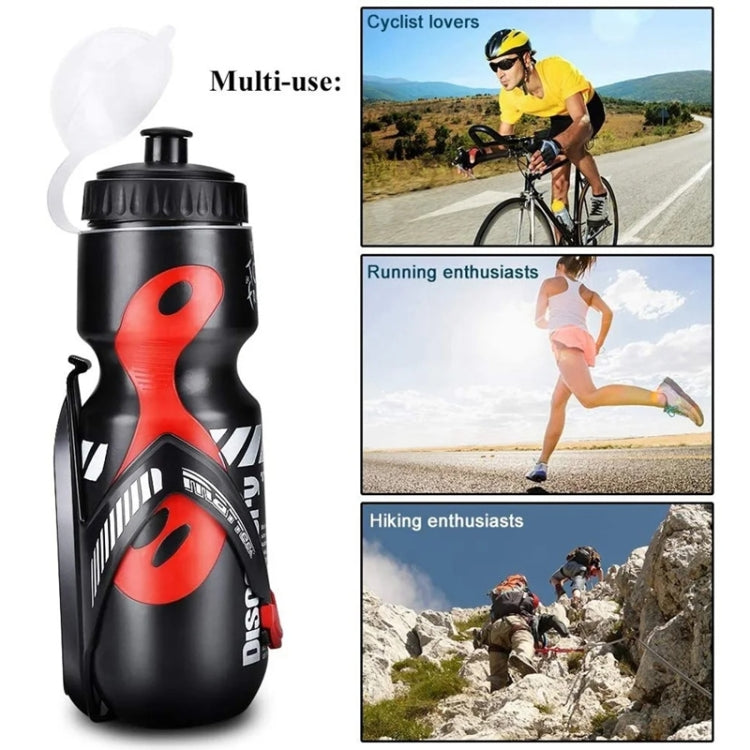 650ml Mountain Bike Water Bottle Set Outdoor Cycling Sports Bottle With V-shaped Holder Cage(Black)