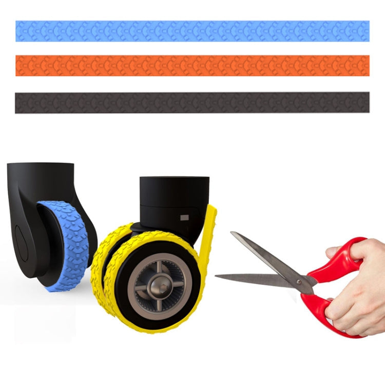4pcs/ Set Cuttable Trolley Caster Cases Universal Wheel Silent Noise Reducing Silicone Protective Covers(Black)