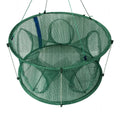Automatic Folding Fish Net With Support Rod Fishing Cage Lobster Net Fishing Gear, Color: 5 Holes Green