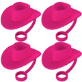 4pcs /Set Silicone Straw Cap 6-10mm Universal Size Dust Plugs, Style: Cowboy Hat Rose Red