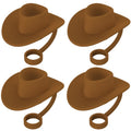 4pcs /Set Silicone Straw Cap 6-10mm Universal Size Dust Plugs, Style: Cowboy Hat Brown