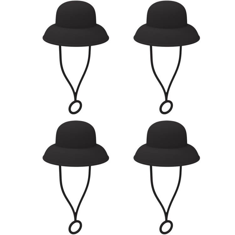 4pcs /Set Silicone Straw Cap 6-10mm Universal Size Dust Plugs, Style: Vintage Hat Black