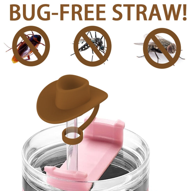 4pcs /Set Silicone Straw Cap 6-10mm Universal Size Dust Plugs, Style: Vintage Hat Rose Red