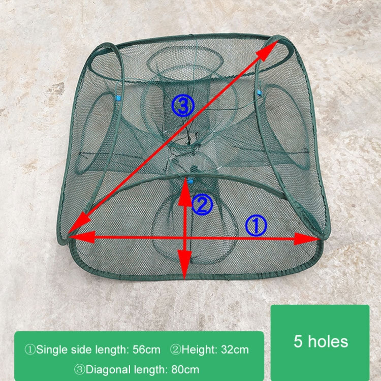 Automatic Folding Fishing Cage Square Fishing Net Shrimp Fishing Gear, Specification: 5 Holes