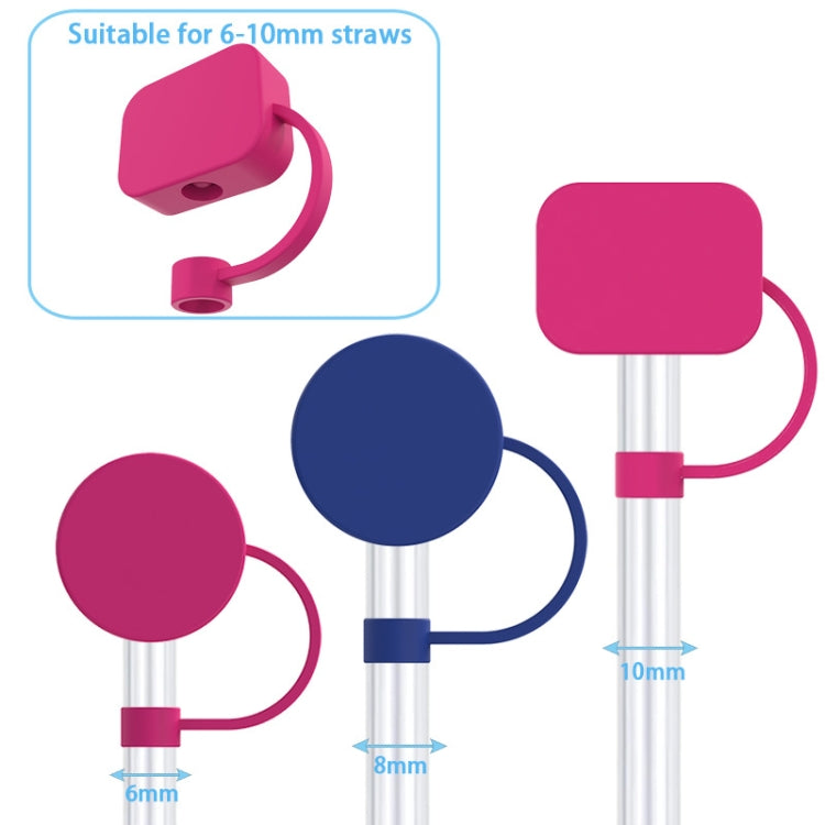 Silicone Straw Cap 6-10mm Mark Cup Straws Dust Cover, Style: Round Blue