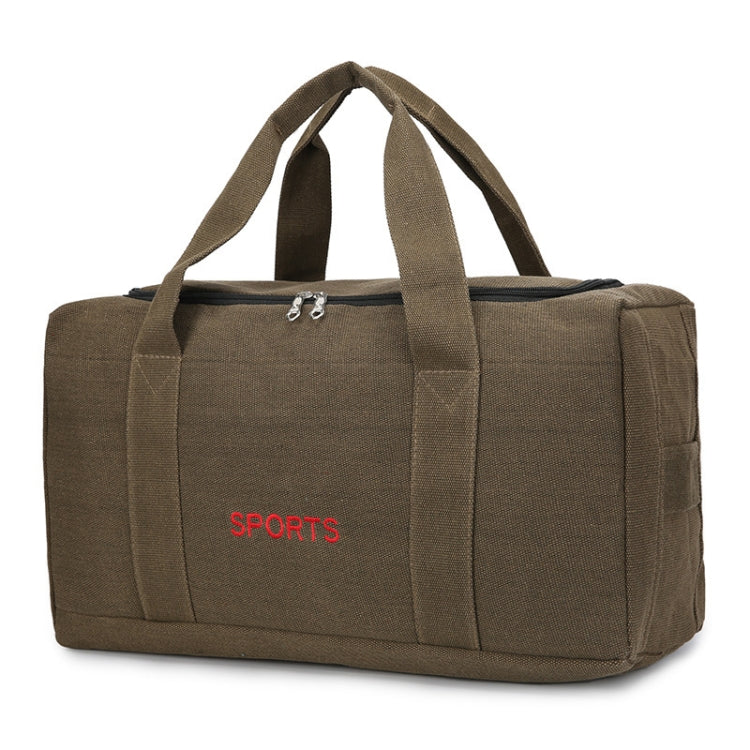 Portable Luggage Bag Canvas Large Capacity Travel Backpack Storage Moving Bag, Size: Plus Large(Khaki)