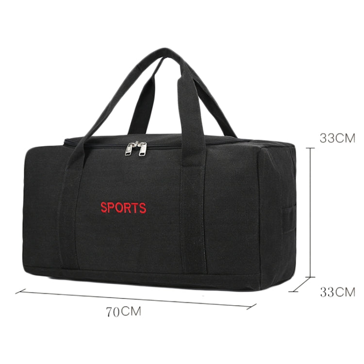 Portable Luggage Bag Canvas Large Capacity Travel Backpack Storage Moving Bag, Size: Plus Large(Black)