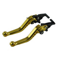 1pair Motorcycle CNC Six Speed Dual Disc Brake Handlebar Cowl Adjustable Electric Bike Brake Lever(Gold)