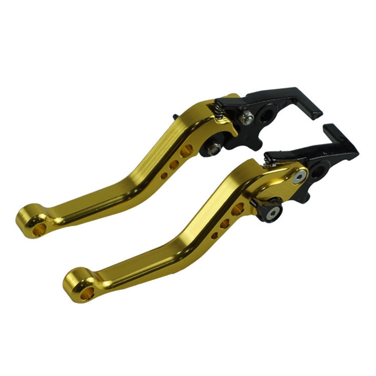 1pair Motorcycle CNC Six Speed Dual Disc Brake Handlebar Cowl Adjustable Electric Bike Brake Lever(Gold)