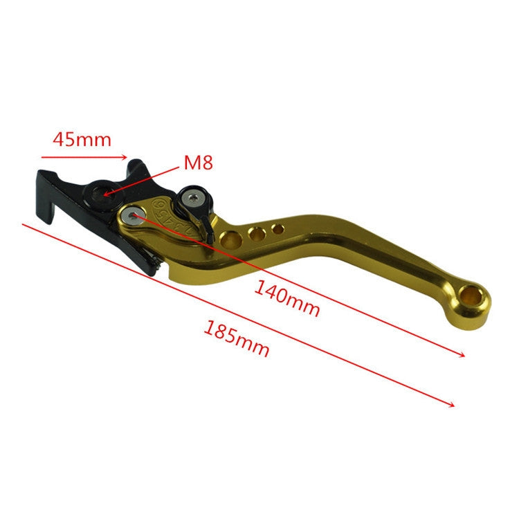1pair Motorcycle CNC Six Speed Dual Disc Brake Handlebar Cowl Adjustable Electric Bike Brake Lever(Gold)