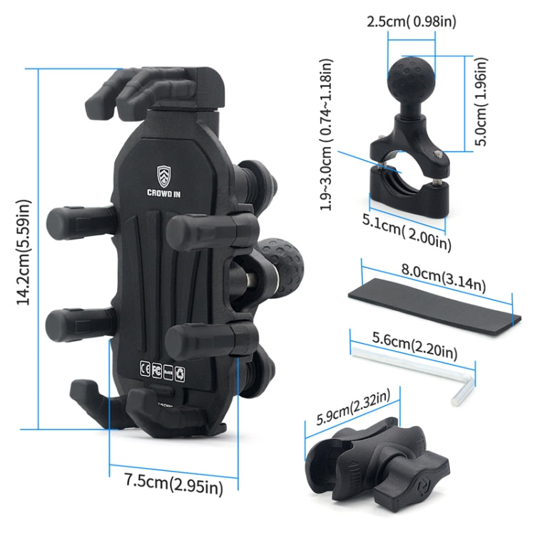 Outdoor Motorcycle Aluminum Alloy Shock-absorbing Mobile Phone Holder(Handlebar Model)