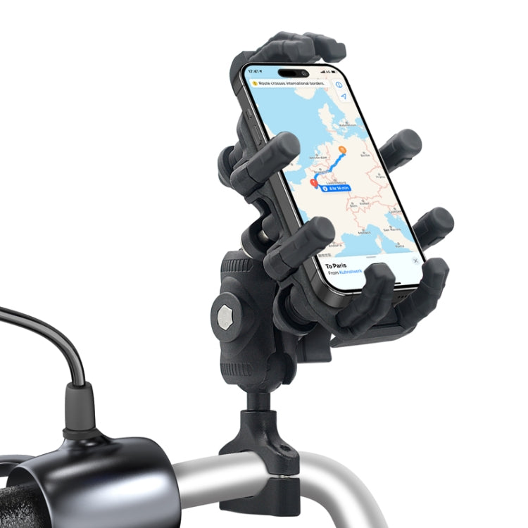 Outdoor Motorcycle Aluminum Alloy Shock-absorbing Mobile Phone Holder(Handlebar Model)