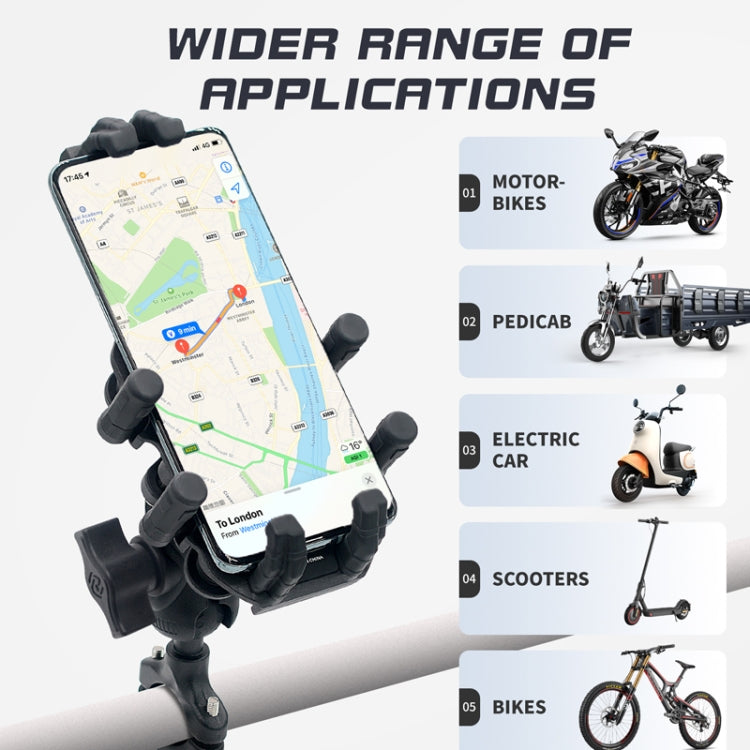Outdoor Motorcycle Aluminum Alloy Shock-absorbing Mobile Phone Holder(Handlebar Model)