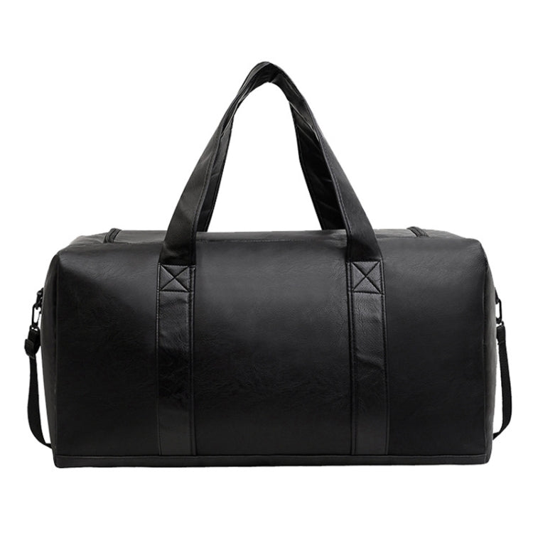 Large-capacity Business Handbag Men's Short Trip Travel Waterproof Leather Luggage Bag, Color: Large Brown