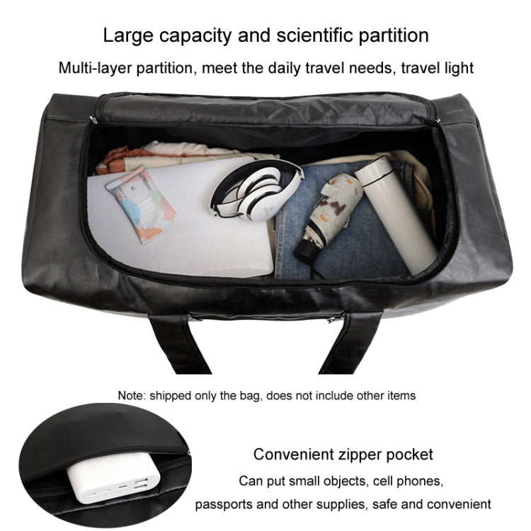 Large-capacity Business Handbag Men's Short Trip Travel Waterproof Leather Luggage Bag, Color: Large Brown