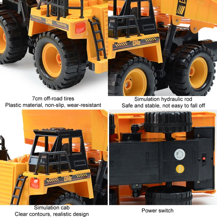 2.4G RC Dumper Truck Simulation Engineering Vehicle Model Children Electrical RC Truck Toy(Yellow)