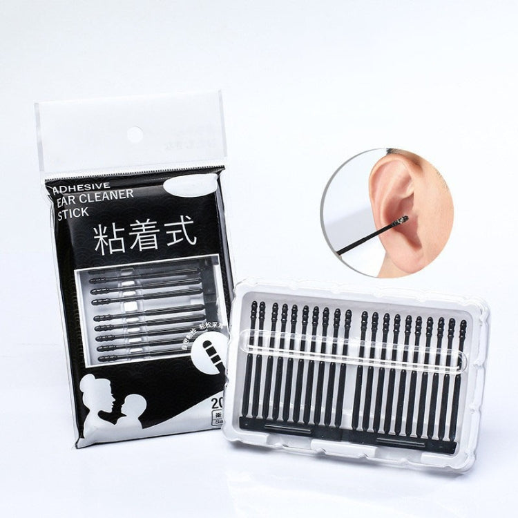 20pcs /box Spiral Sticky Ear Cleaning Cotton Swab Disposable Ear Cleaning Spoon(Black)
