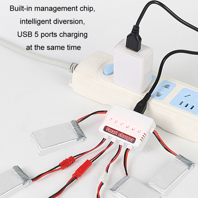 One To Six 3.7V Lithium Battery Drone USB Charger, Color: White XH4.0 Port