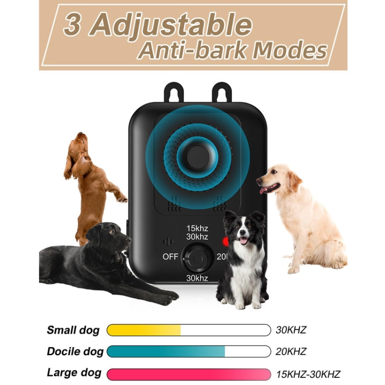 Non-Shock Dog Barking Deterrent Device Ultrasonic Bark Stopper Dog Repeller(Black)