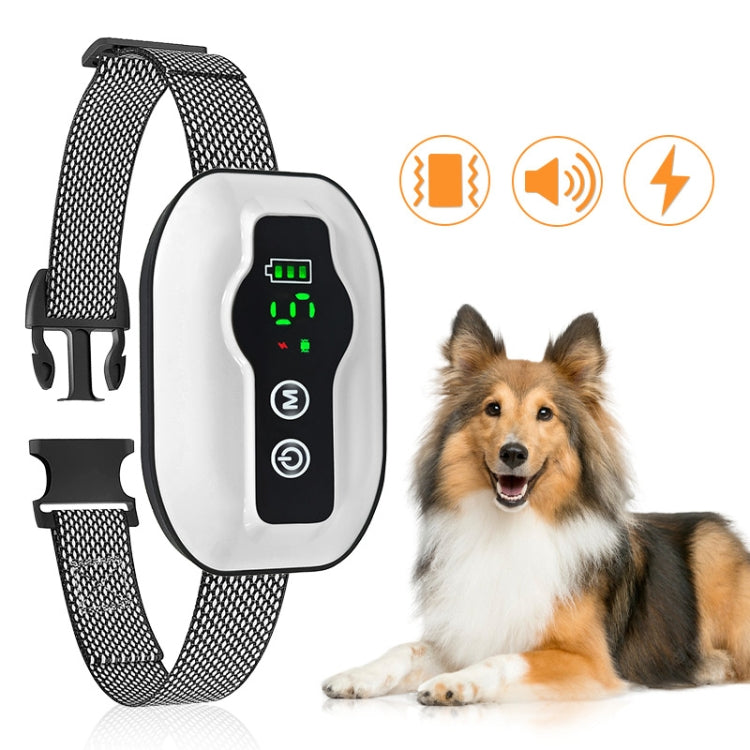 Anti-False Triggering Dog Bark Collar Waterproof Bark Stopper with 5 Adjustable Sensitivity(White)