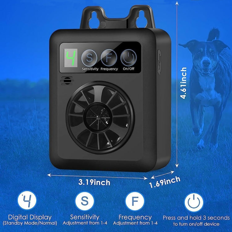 K6 Digital Display Intelligent Ultrasonic Barking Control Device Dog Training Device Repellent Device(Black)