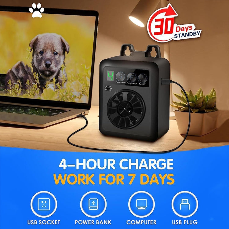 K6 Digital Display Intelligent Ultrasonic Barking Control Device Dog Training Device Repellent Device(Black)