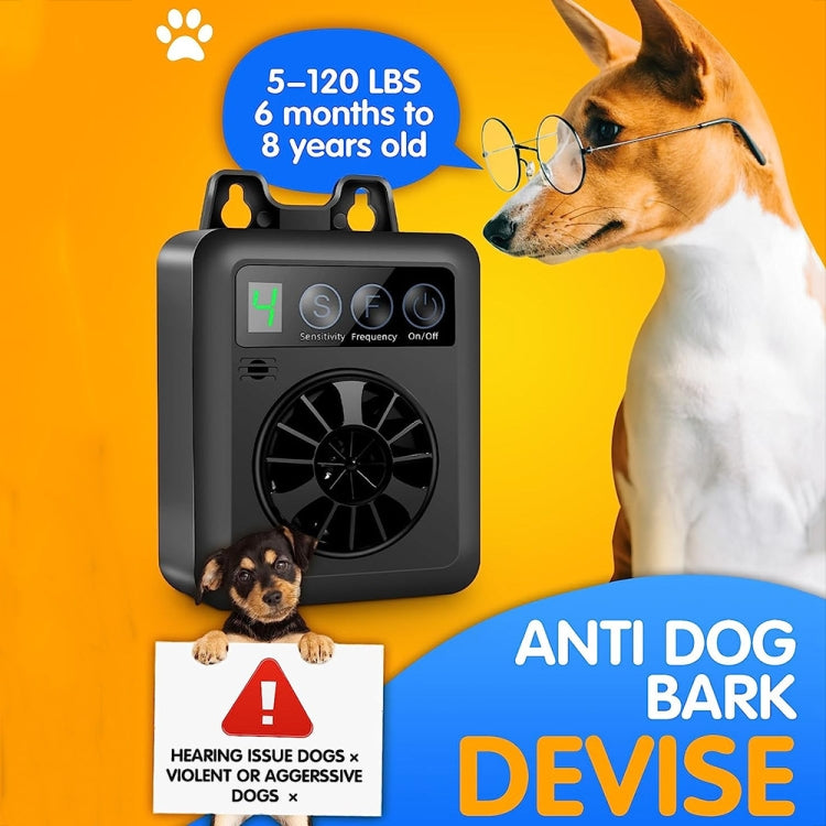 K6 Digital Display Intelligent Ultrasonic Barking Control Device Dog Training Device Repellent Device(Black)