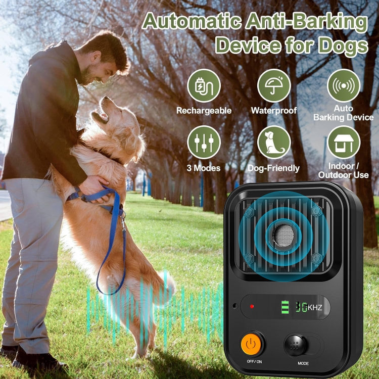 UltrasonicAnti Barking Devices Color Screen Auto Dog Bark Deterrent Devices with 3 Levels(Black)