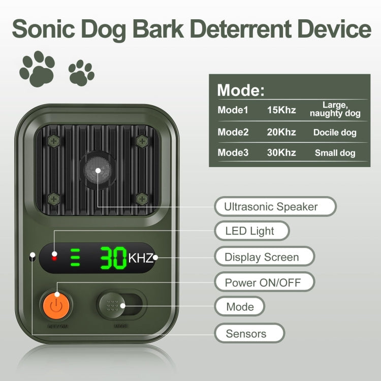 UltrasonicAnti Barking Devices Color Screen Auto Dog Bark Deterrent Devices with 3 Levels(Green)