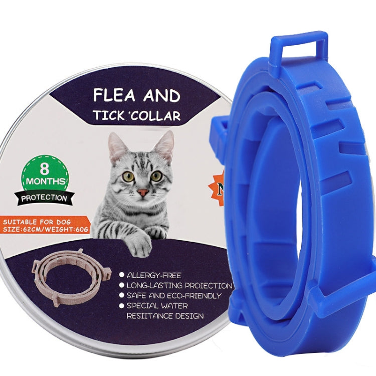 Flea and Tick Collar for Dogs Cats With Aluminum Case, Size: 38cm Blue