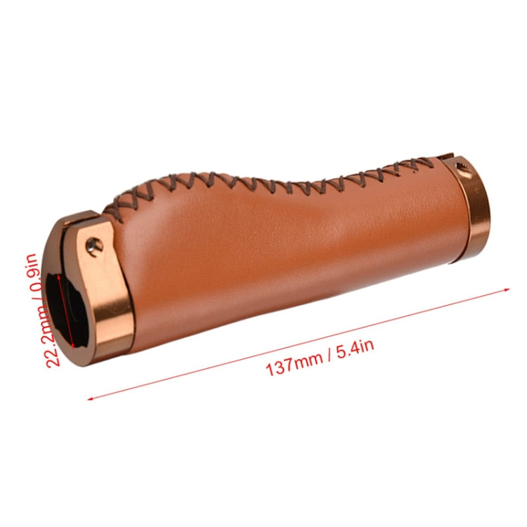 1pair Bicycle Non-Slip Leather Handlebar Grips Mountain Bike Vintage Handlebar Protector(Brown)