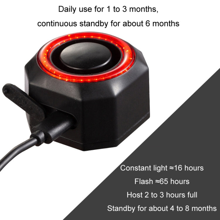 Bicycle Smart Taillight Anti-theft Alarm Brake Warning Light, Model: WL03C Set + Silicone Remote Control
