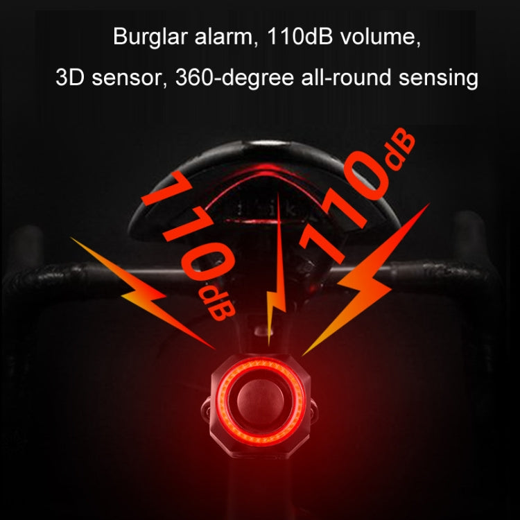 Bicycle Smart Taillight Anti-theft Alarm Brake Warning Light, Model: WL03C Set + Silicone Remote Control