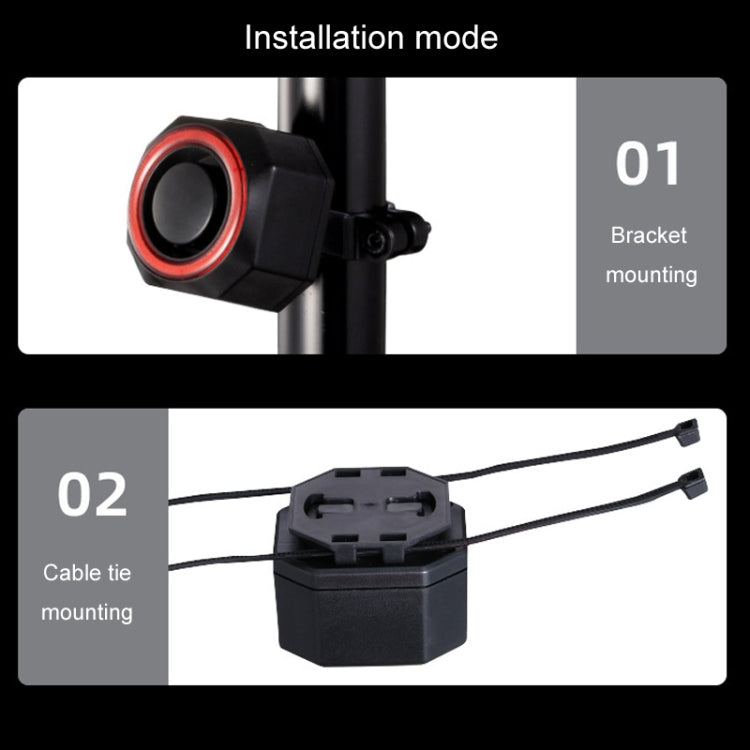 Bicycle Smart Taillight Anti-theft Alarm Brake Warning Light, Model: WL03C Set + Silicone Remote Control