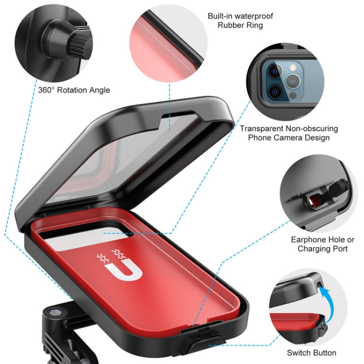 Waterproof Motorcycle Bicycle Cell Phone Holder 360 Rotating Riding Navigation Holder, Model: Handlebar