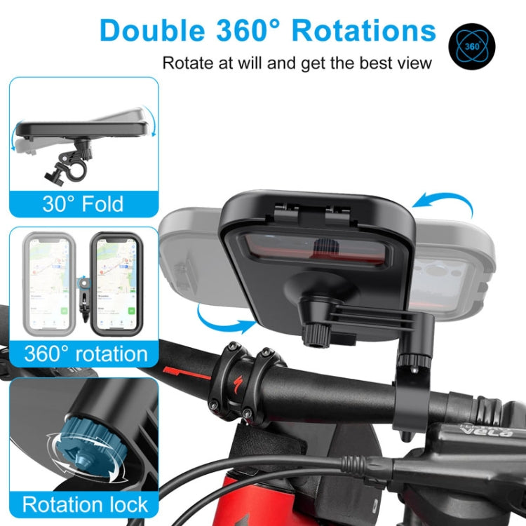 Waterproof Motorcycle Bicycle Cell Phone Holder 360 Rotating Riding Navigation Holder, Model: Handlebar