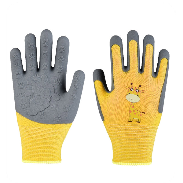 1pair TPE Children Cartoon Gloves Hamster Parrot Anti-scratch Bite Student Gardening Protective Anti-slip Wear-resistant Gloves, Size: M Yellow