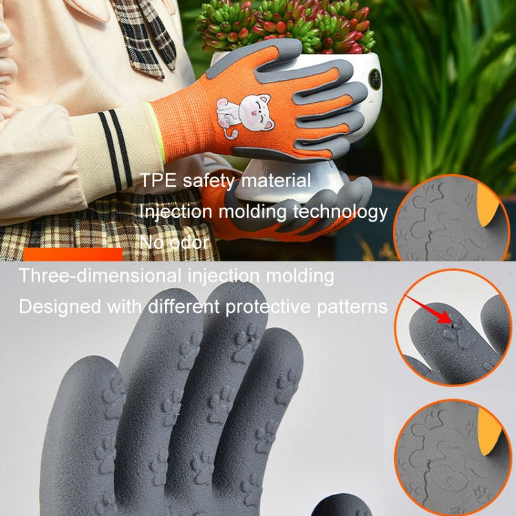 1pair TPE Children Cartoon Gloves Hamster Parrot Anti-scratch Bite Student Gardening Protective Anti-slip Wear-resistant Gloves, Size: M Blue
