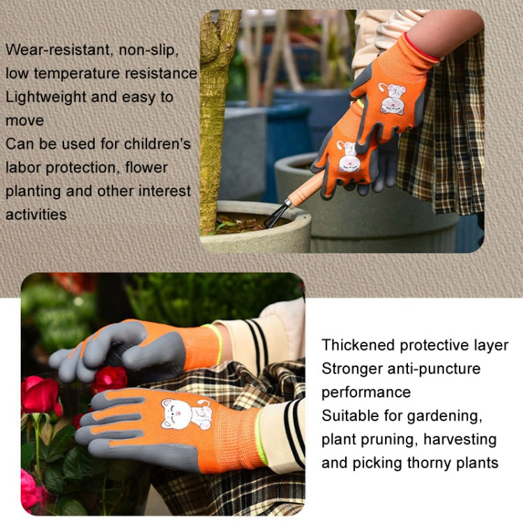 1pair TPE Children Cartoon Gloves Hamster Parrot Anti-scratch Bite Student Gardening Protective Anti-slip Wear-resistant Gloves, Size: S Orange