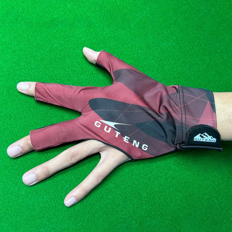 GUTENG Three Finger Thin Breathable Wear-Resistant Non-Slip Snooker Billiard Gloves, Style: Right Thumb Half Finger (Printed Red)